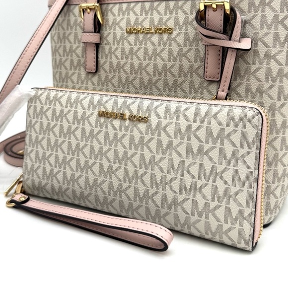 Michael Kors Jet Set Travel Extra-Small Top-Zip Tote Bag & Continental Wallet - Picture 9 of 11